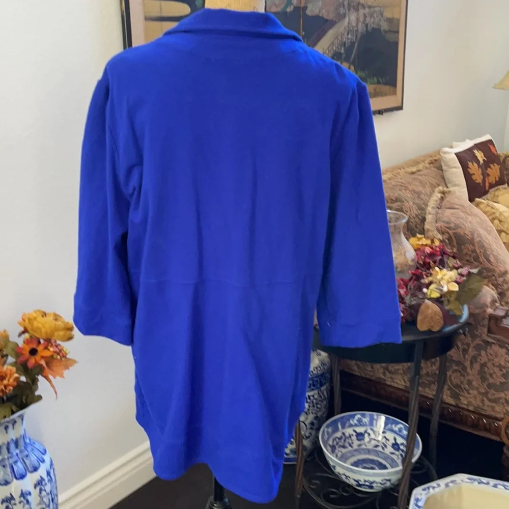 Elegant Royal Blue Women's Trench Coat - Picture 2 of 9